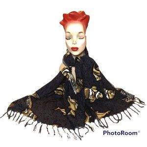 Touch of Hawaii Scarf Sea Life Print with Tassels 59" L x 21.5" W